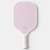 Pink Candy Stripe Design Tiny Initials Monogram Pickleball Schläger (Vorderseite)