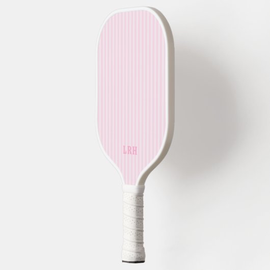 Pink Candy Stripe Design Tiny Initials Monogram Pickleball Schläger (Links)