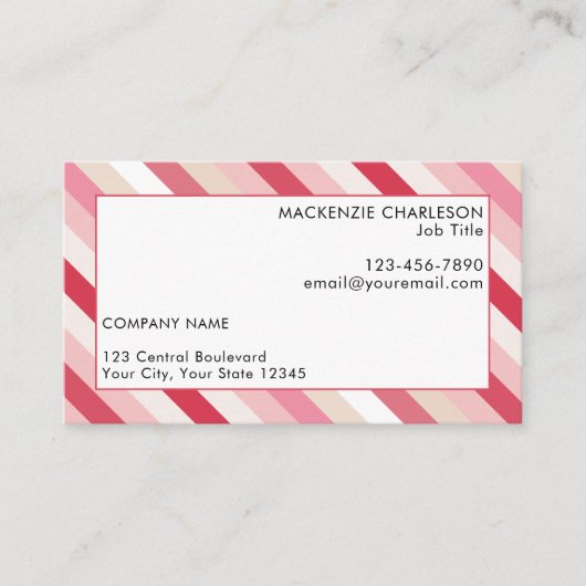 Pink Candy Stripe Visitenkarte (Vorderseite)