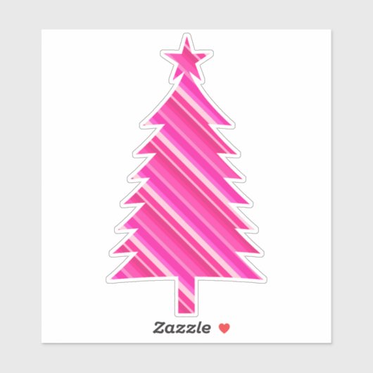 Pink Candy Striped Christmas Tree Aufkleber (Blatt)