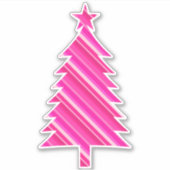 Pink Candy Striped Christmas Tree Aufkleber (Vorderseite)