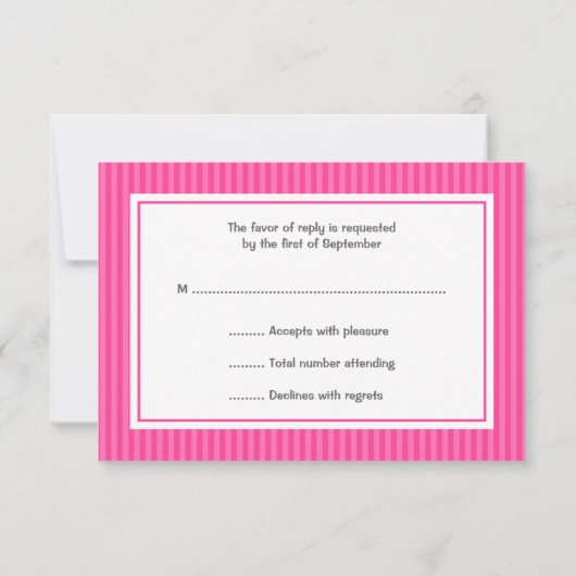 Pink Candy Stripes Bat Mitzvah UAWG RSVP Karte (Rückseite)