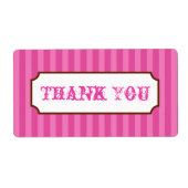 Pink Candy Stripes Danke Party Business Labels (Vorne)