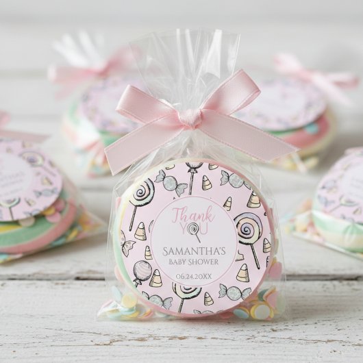 Pink Candy Themed Baby Dusche Danke Sticker