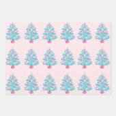 Pink Candyland Christmas Trees Muster Geschenkpapier Set (Vorderseite 3)