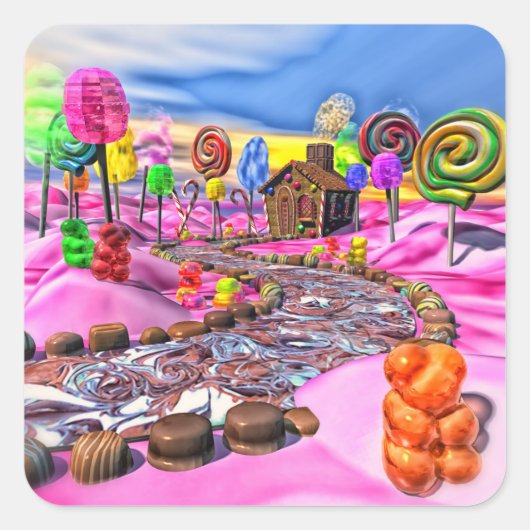 Pink Candyland Quadratischer Aufkleber (Vorderseite)