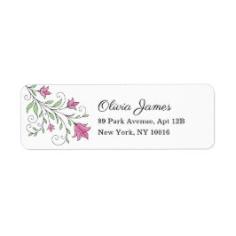 Pink Canterbury Bells Brautparty Address Label