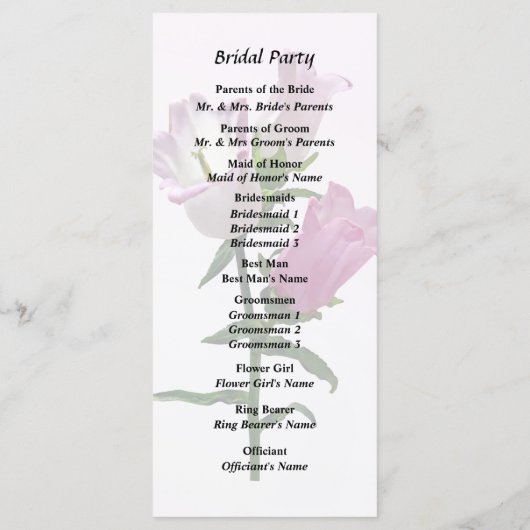 Pink Canterbury Bells Programm (Rückseite)