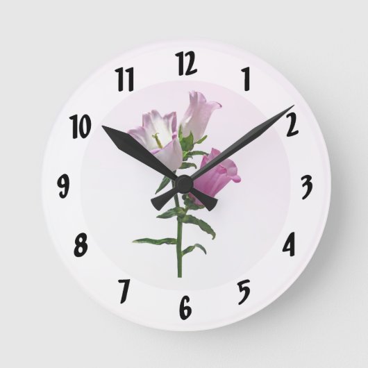 Pink Canterbury Bells Runde Wanduhr (Vorderseite)