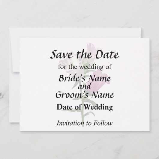 Pink Canterbury Bells Save The Date (Vorderseite)