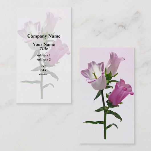 Pink Canterbury Bells Visitenkarte (Vorne/Hinten)