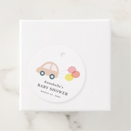 Pink Car Balloons White Girl Baby Dusche Geschenkanhänger (Beispiel)