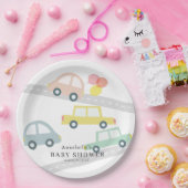 Pink Car Balloons White Girl Baby Dusche Pappteller (Party)
