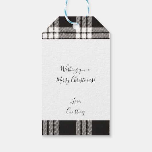 Pink Car Black Kariert Girly Chic Weihnachten Geschenkanhänger (Rückseite)