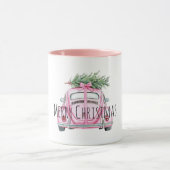 Pink Car Christmas Tree Tasse (Zentrum)