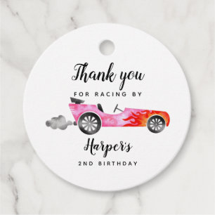 Pink Car Danke für das Racing by Birthday Gefallen Geschenkanhänger