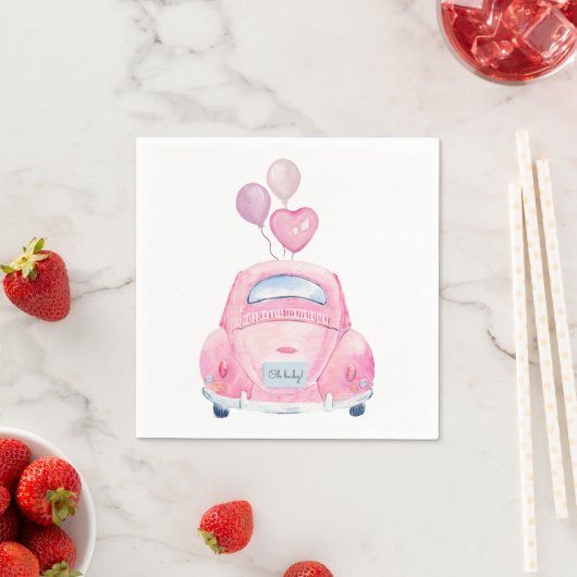 Pink Car Drive mit Babydusche Serviette (Beispiel)