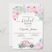 Pink Car Lights Chic Rose Brautparty Einladung (Vorderseite)