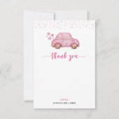 Pink Car Vielen Dank Flat Card Einladung (Vorderseite)