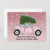 Pink Car Weihnachtsbaum Glitzer Neue Zuhause Offic Ankündigungspostkarte (Vorne/Hinten)