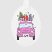 Pink Car with Christmas Ohrts Ornament (Rückseite)