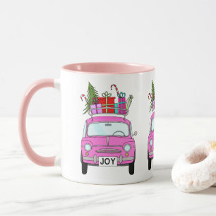 Pink Car with Christmas Ohrts Tasse