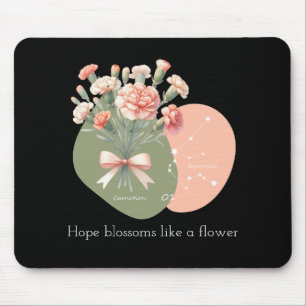Pink Carnation Aquarius Constellation Hope Text Mousepad