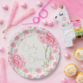 Pink Carnation Baby in Bloom Baby Shower Pappteller (Party)