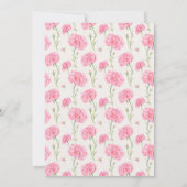 Pink Carnation Baby in Blütendusche Einladung (Rückseite)