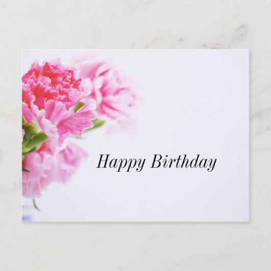 Pink Carnation Blume Happy Birthday Postcard Postkarte (Vorderseite)