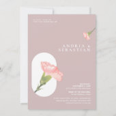 Pink Carnation Blume mit Pink Theme Wedding Invi Einladung (Rückseite)
