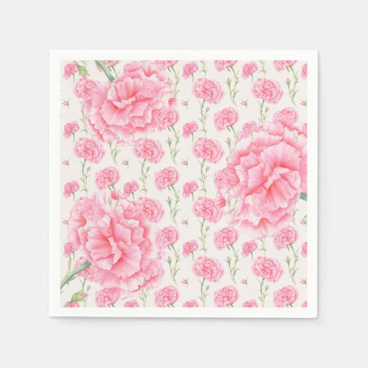 Pink Carnation Floral Polterabend Serviette (Vorderseite)