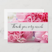 Pink Carnation Hintergrund danke Postkarte (Vorne/Hinten)
