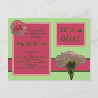 Pink Carnation Postcard Dusche Einladung