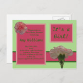 Pink Carnation Postcard Dusche Einladung (Vorne/Hinten)