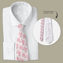 Pink Carnation Wedding Neck Tie