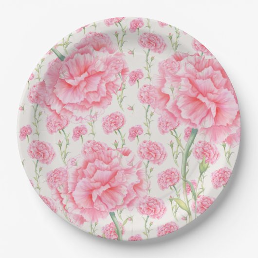 Pink Carnation Wedding Pappteller (Vorderseite)