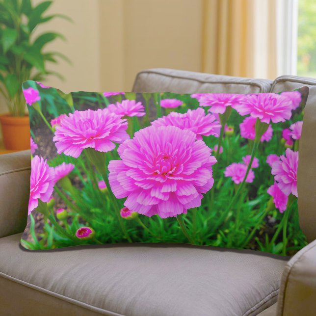 Pink Carnations Lumbar Pillow Lendenkissen (Lumbar pillow with pink carnations)