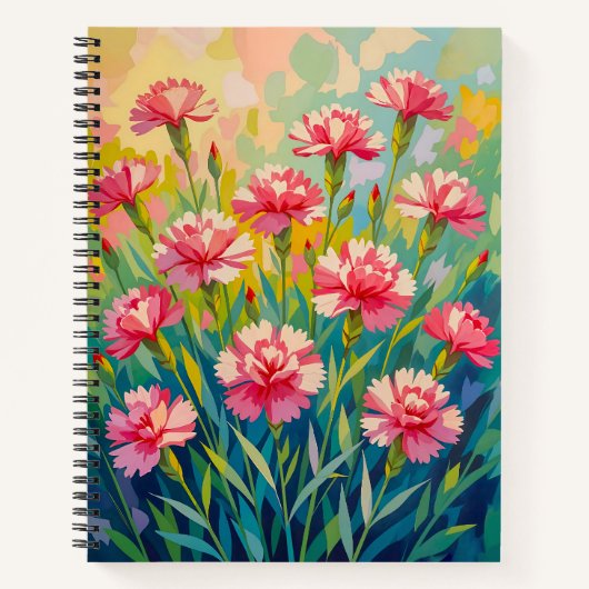 Pink Carnations Notebook Notizblock (Vorderseite)