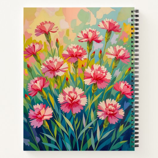 Pink Carnations Notebook Notizblock (Rückseite)