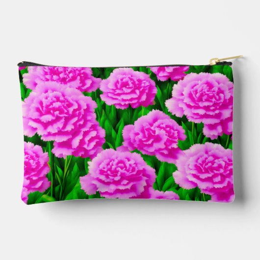 Pink Carnations Pouch Zubehörtasche (Rückseite)