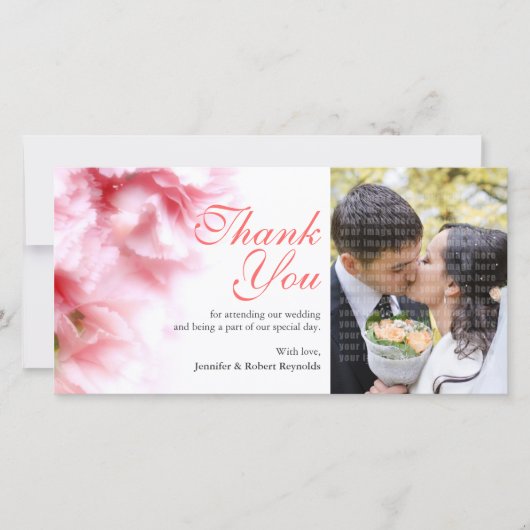 Pink Carnatios Custom Foto Danke Karte (Vorderseite)