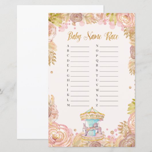 Pink Carousel Baby Name Race (Vorne/Hinten)