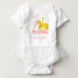 Pink Carousel Horse Birthday Girl Baby T-shirt