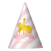 Pink Carousel Horse Girl's Birthday Partyhütchen (Vorderseite)