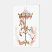Pink Carousel Personalized Name Christmas Ornament (Vorderseite links)