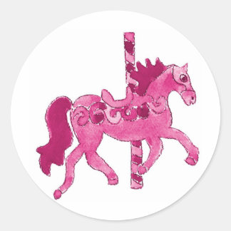 Pink Carousel Pferd Runder Aufkleber