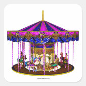 Pink Carousel Square Stickers (Vorderseite)
