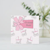 Pink Carriage Baby Girl Dusche Einladung (Stehend Vorderseite)