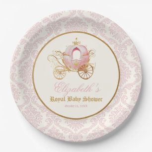 Pink Carriage Princess Fairytale Baby Dusche Pappteller